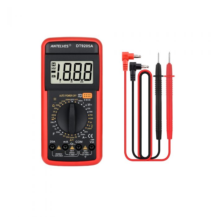 ANTELVES DT9205A Red Digital Multimeter with Buzzer