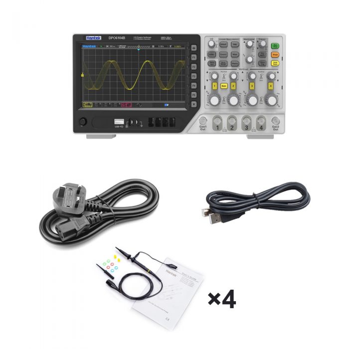 Hantek DPO6104B 100MHz 4CH Digital Fluorescent Oscilloscope UK Plug