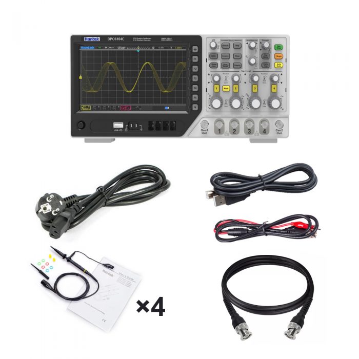 Hantek DPO6104C 100MHz 4CH Digital Fluorescent Oscilloscope + 2CH Signal Source EU Plug