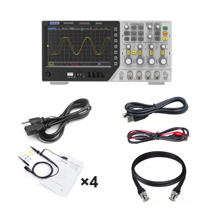 Hantek DPO6104C 100MHz 4CH Digital Fluorescent Oscilloscope + 2CH Signal Source US Plug