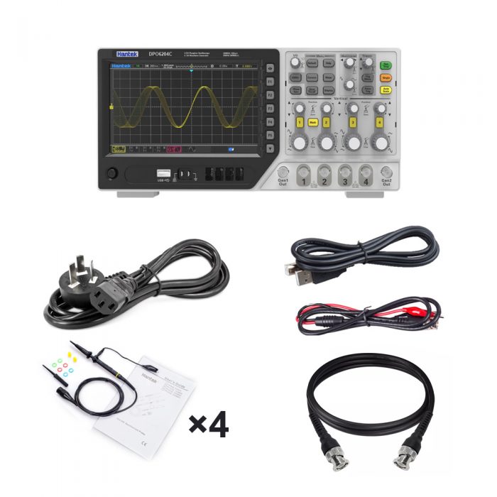 Hantek DPO6204C 200MHz 4CH Digital Fluorescent Oscilloscope + 2CH Signal Source CN/AU Plug