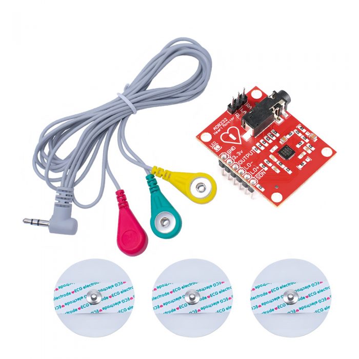 AD8232 ECG Heart Rate Monitor Sensor Module Kit-Mainboard Soldered with Pin Head