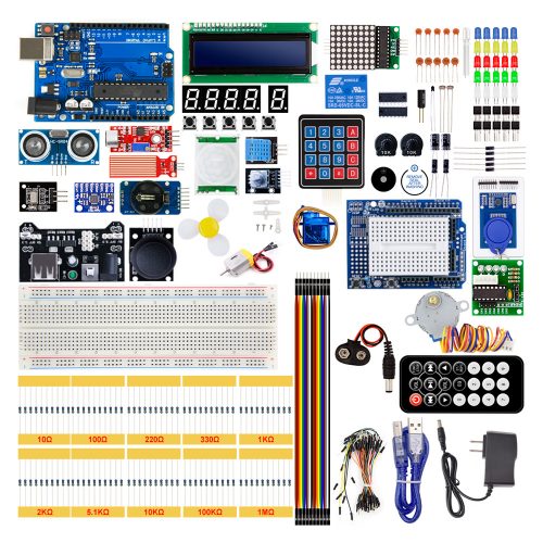 UNO R3 Project Most Complete Starter Kit Compatible with Arduino IDE US Plug/Without Battery