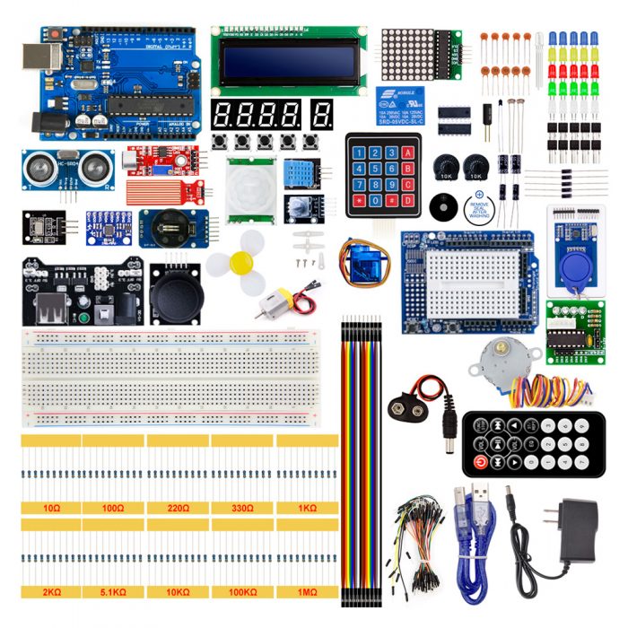UNO R3 Project Most Complete Starter Kit Compatible with Arduino IDE US Plug/Without Battery