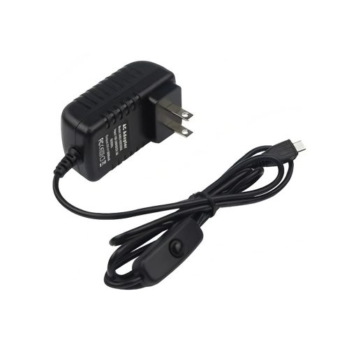5V 3A Micro USB Power Supplier with Switch for Raspberry Pi 3B/Zero/Pico Black+US Plug
