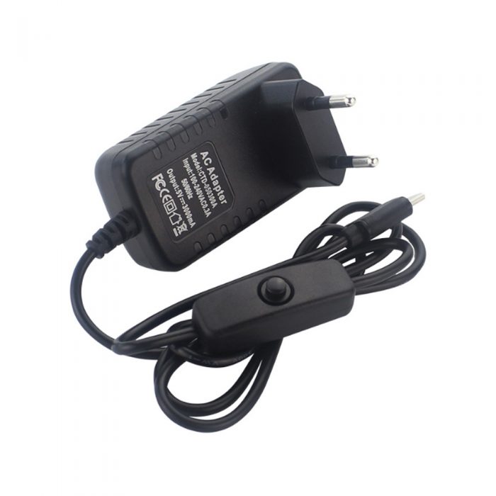 5V 3A USB-C Power Supplier with Switch for Raspberry Pi 4B Black+EU Plug
