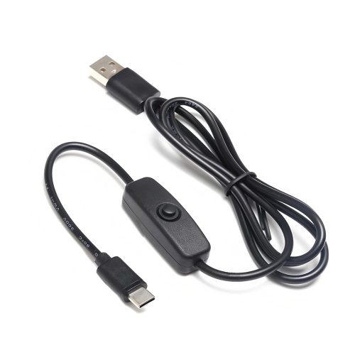 1M USB to Type C Power Cable with Switch for Raspberry Pi 4B Support 5V 3A
