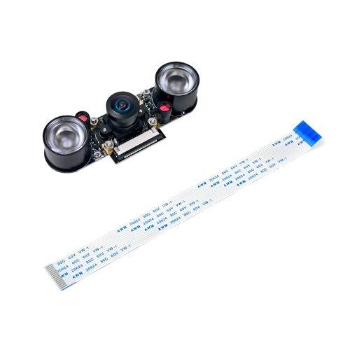 Night Vision OV5647 Fisheye Camera Module (H) with IR LED Fill Light for Raspberry Pi 5MP + 160° FOV + Manual Focus