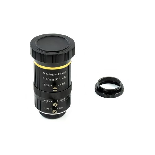 8-50mm IR 1/2.3" 3MP F1.4 Camera Zoom Lens 45°-5.35° FOV with C-mount Connector