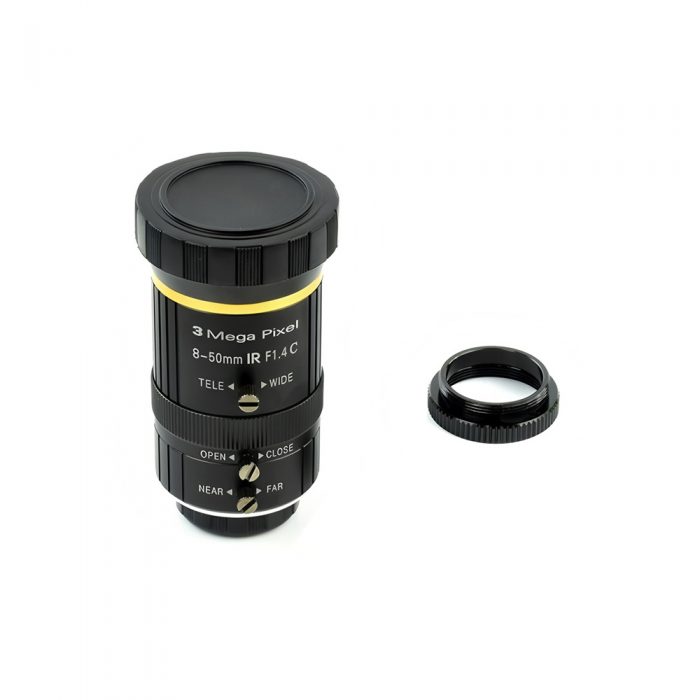 8-50mm IR 1/2.3" 3MP F1.4 Camera Zoom Lens 45°-5.35° FOV with C-mount Connector