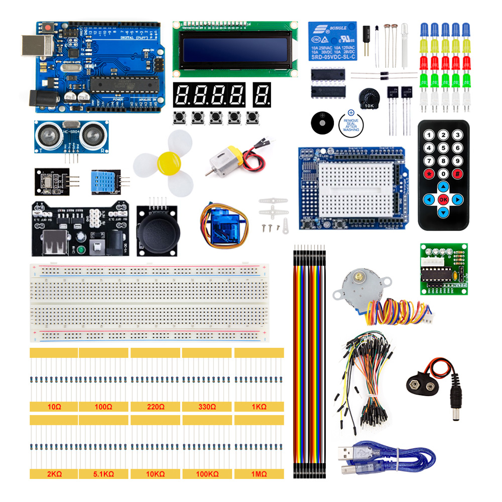 A8001-6001-1 UNO R3 Project Super Starter Kit Compatible with Arduino IDE, Without Battery