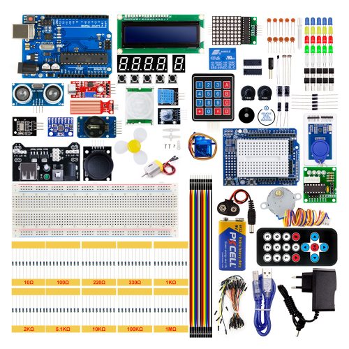 UNO R3 Project Most Complete Starter Kit Compatible with Arduino IDE EU Plug/With Battery