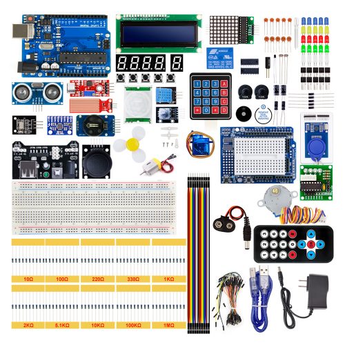 UNO R3 Project Most Complete Starter Kit Compatible with Arduino IDE US Plug/Without Battery