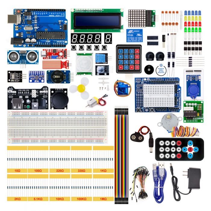 UNO R3 Project Most Complete Starter Kit Compatible with Arduino IDE US Plug/Without Battery