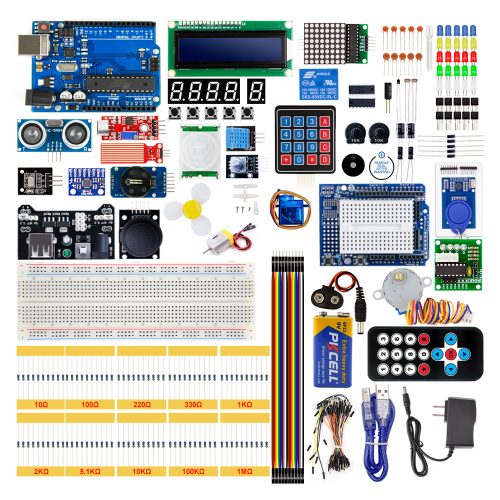 UNO R3 Project Most Complete Starter Kit Compatible with Arduino IDE US Plug/With Battery