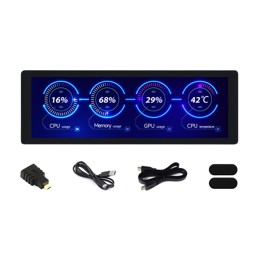 7.9inch Side Monitor Waveshare 7.9 inch IPS Bar LCD Monitor 400×1280 with HDMI & Type C Port for Raspberry Pi/Jetson Nano/Core3566 Series/ PC