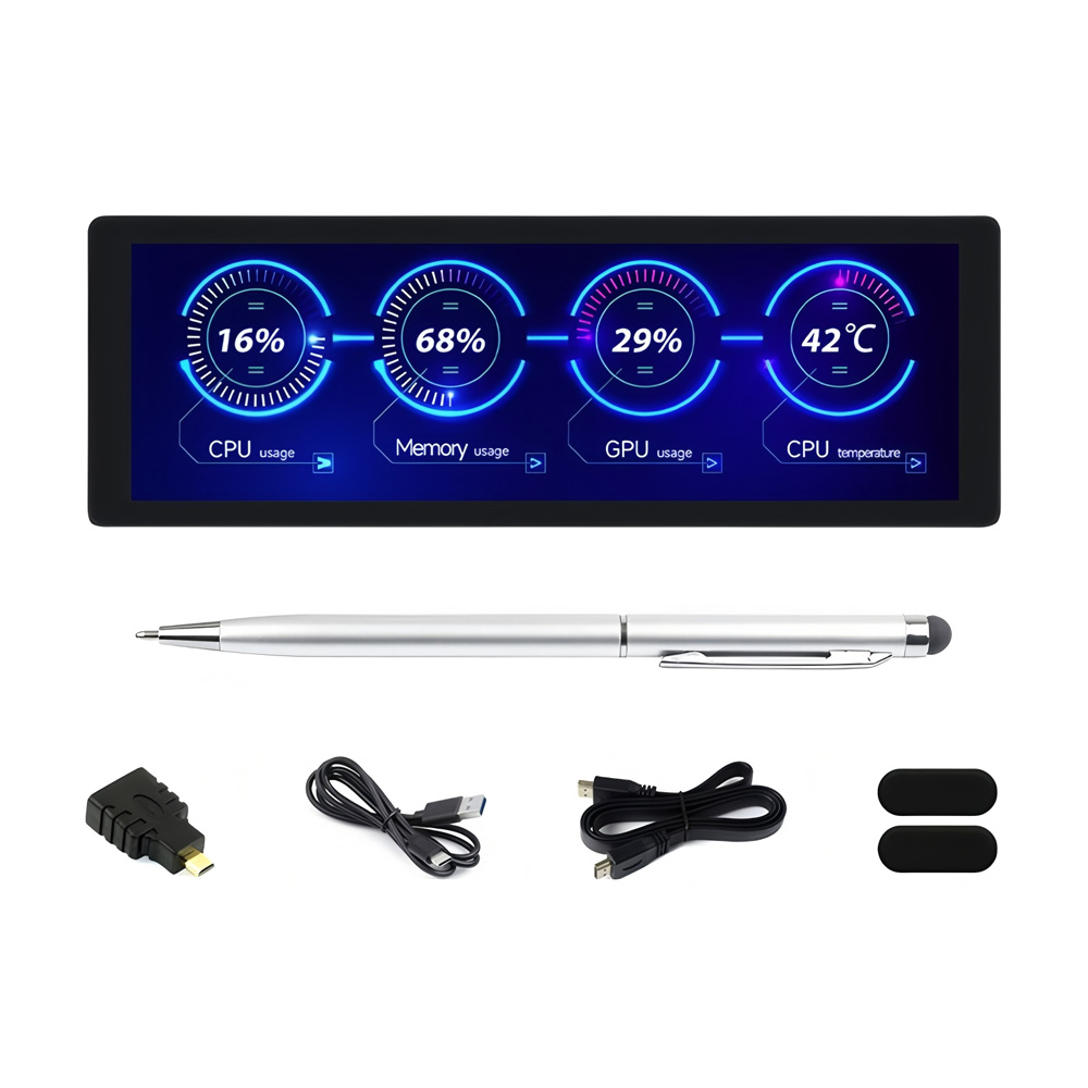 7.9inch Touch Monitor Waveshare 7.9 inch IPS Bar LCD Capacitive Touch Screen 400×1280 with HDMI & Type C Port for Raspberry Pi/Jetson Nano/Core3566 Series/ PC