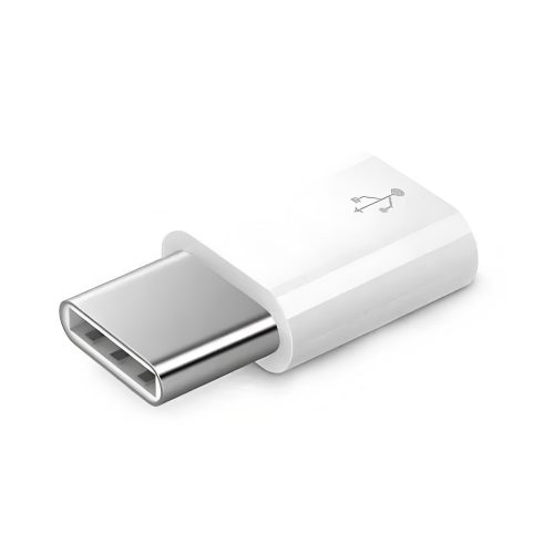 White Micro USB to Type C Adapter