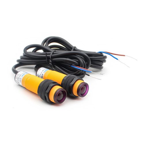 E3F-5DN1-5L Infrared Through-beam Proximity Sensor, DC6-36V, 5M Detection Range, NPN-NO, M12, 1.2M Lead Cable