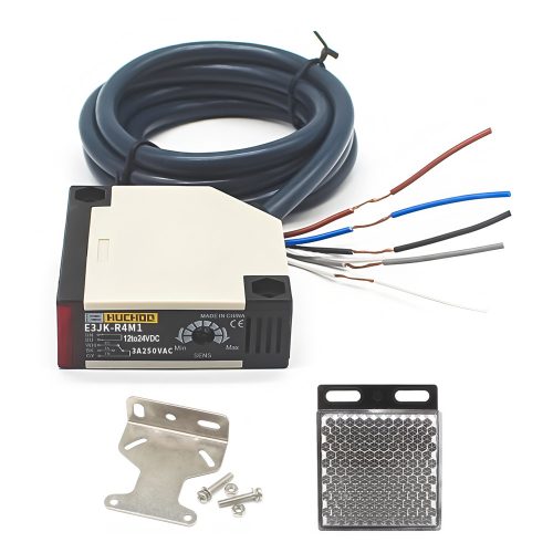 E3JK-R4M1 Retro-reflective Photoelectric Proximity Sensor, DC12-24V, 4M Detection Range, NO+NC, 1.3M Lead Cable