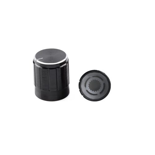 Black 6mm Aluminum Alloy Potentiometer Knob, Outer Size:15mm*17mm, Straight Axis Flower Handle
