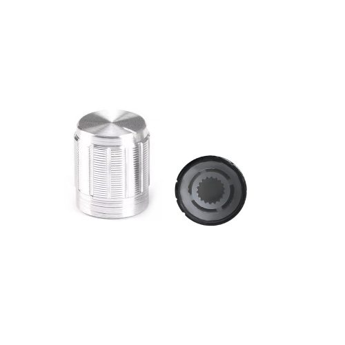 Silver 6mm Aluminum Alloy Potentiometer Knob, Outer Size:15mm*17mm, Straight Axis Flower Handle