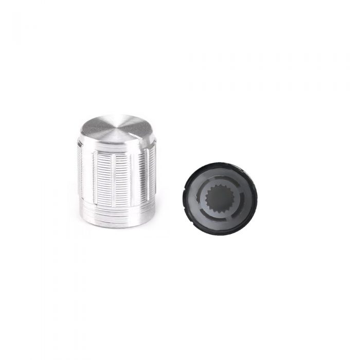 Silver 6mm Aluminum Alloy Potentiometer Knob, Outer Size:15mm*17mm, Straight Axis Flower Handle