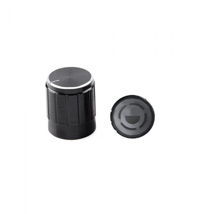 Black 6mm Aluminum Alloy Potentiometer Knob, Outer Size:15mm*17mm D-axis Half Handle