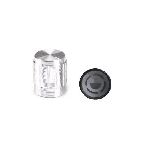 Silver 6mm Aluminum Alloy Potentiometer Knob, Outer Size:15mm*17mm D-axis Half Handle