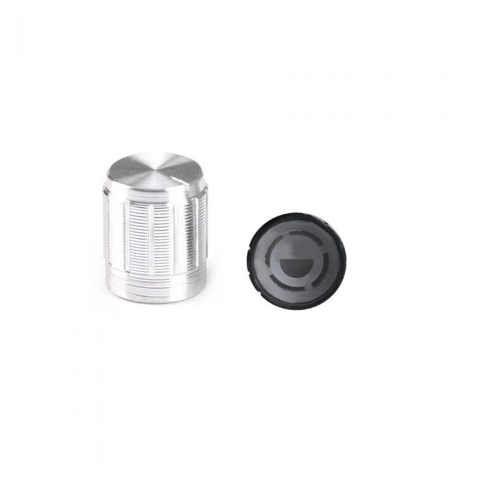Silver 6mm Aluminum Alloy Potentiometer Knob, Outer Size:15mm*17mm D-axis Half Handle