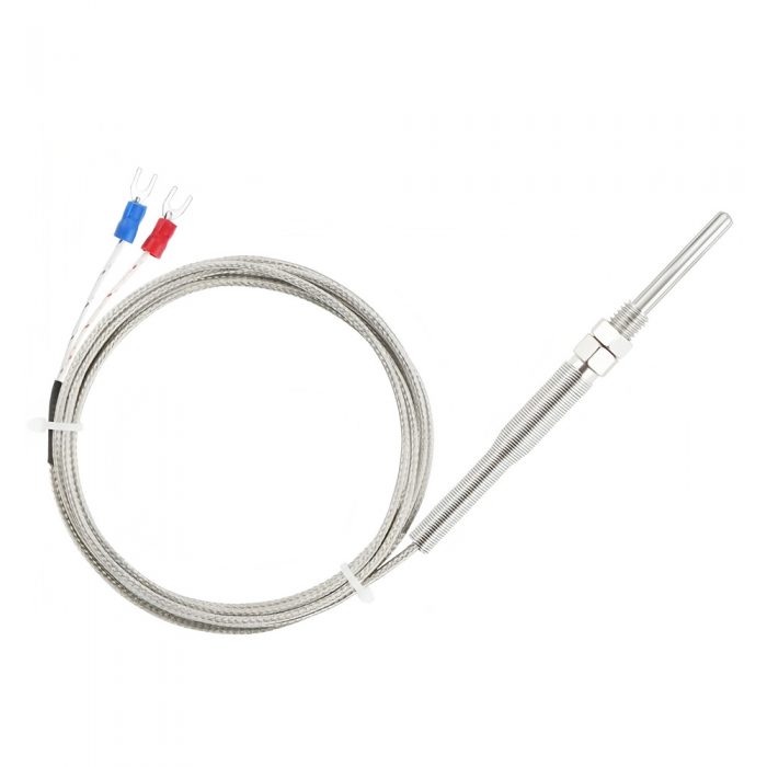 30mm-long Probe K Type Thermocouple Temperature Sensor Probe, ±1.5°C, 2-Wire, 0-400°C, 5mm*30mm Stainless Housing, 1M~5M Lead Cable, Mounting thread: M8 x 1.25