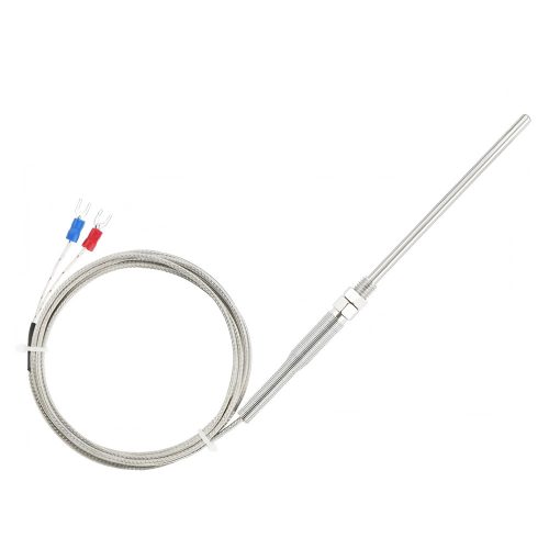 100mm-long Probe K Type Thermocouple Temperature Sensor Probe, ±1.5°C, 2-Wire, 0-400°C, 5mm*100mm Stainless Housing, 1M~5M Lead Cable, Mounting thread: M8 x 1.25