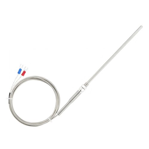 150mm-long Probe K Type Thermocouple Temperature Sensor Probe, ±1.5°C, 2-Wire, 0-400°C, 5mm*150mm Stainless Housing, 1M~5M Lead Cable, Mounting thread: M8 x 1.25