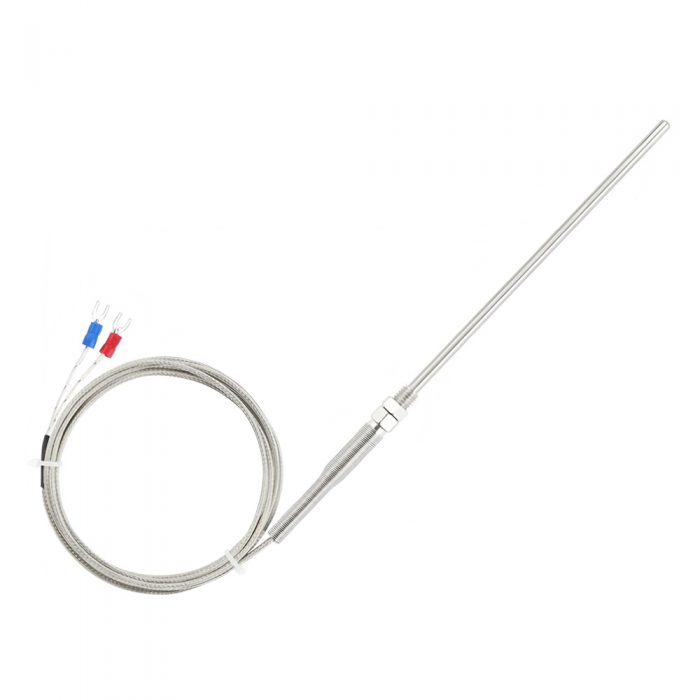 150mm-long Probe K Type Thermocouple Temperature Sensor Probe, ±1.5°C, 2-Wire, 0-400°C, 5mm*150mm Stainless Housing, 1M~5M Lead Cable, Mounting thread: M8 x 1.25
