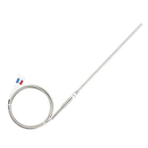 200mm-long Probe K Type Thermocouple Temperature Sensor Probe, ±1.5°C, 2-Wire, 0-400°C, 5mm*200mm Stainless Housing, 1M~5M Lead Cable, Mounting thread: M8 x 1.25