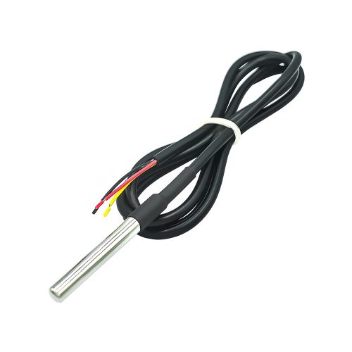 DS18B20 Waterproof Digital Temperature Probe, -55°C~+125°C, 6mm*50mm Cylindrical Metal Housing, 0.5M~10M Lead Cable