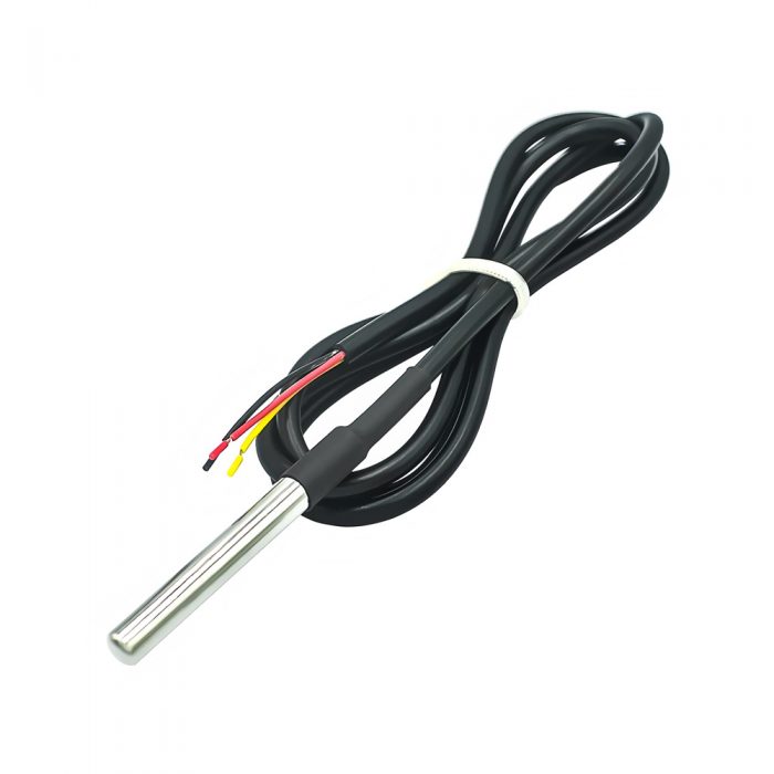 DS18B20 Waterproof Digital Temperature Probe, -55°C~+125°C, 6mm*50mm Cylindrical Metal Housing, 0.5M~10M Lead Cable