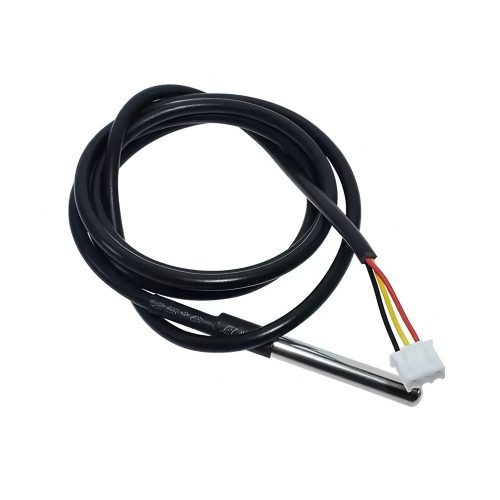 DS18B20 Waterproof Digital Temperature Probe, -55°C~+125°C, 6mm*50mm Cylindrical Metal Housing, 1M Lead Cable with XH2.54 Connector