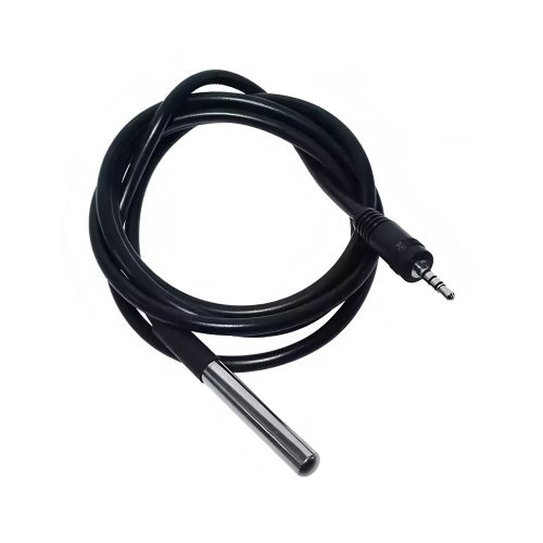 DS18B20 Waterproof Digital Temperature Probe, -55°C~+125°C, 6mm*50mm Cylindrical Metal Housing, 1M Lead Cable with 2.5mm Audio Mini-Jack