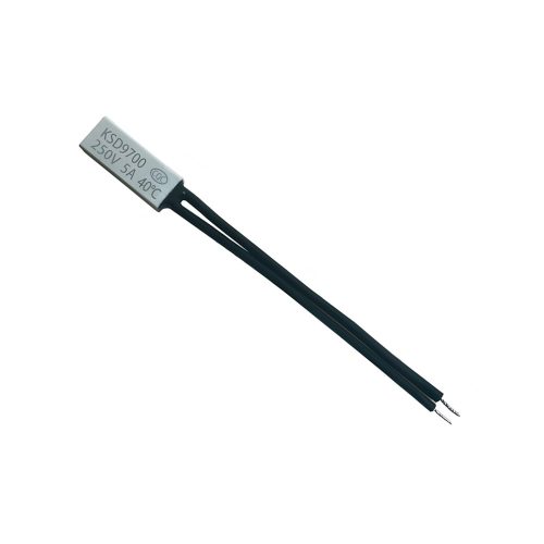 KSD9700 Thermostat, 250V/5A, NC, Plastic Housing, 70mm Lead Cable, 40°C~150°C