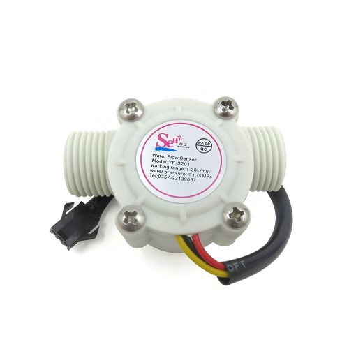 White YF-S201 Water Flow Sensor, G1/2, 3.5-24VDC, 1-30L/min, Inner/Outer Diameter: 10.9mm/20mm, 15cm Lead Cable