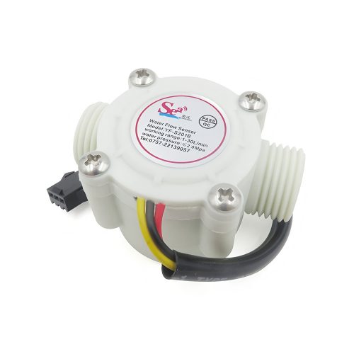 White YF-S201B Water Flow Sensor, G1/2, 3.5-24VDC, 1-30L/min, Inner/Outer Diameter: 11mm/20mm, 15cm Lead Cable