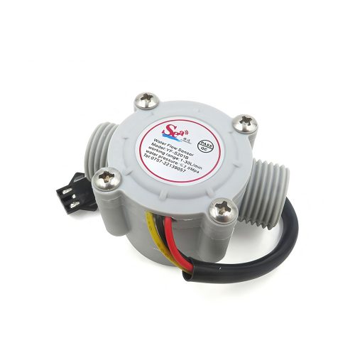 Gray YF-S201B Water Flow Sensor, G1/2, 3.5-24VDC, 1-30L/min, Inner/Outer Diameter: 11mm/20mm, 15cm Lead Cable
