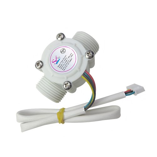 YF-403 Water Flow Sensor with Temperature Sensing, G3/4, 3.5-24VDC, 1-30L/min, Inner/Outer Diameter: 12mm(Inlet), 14mm(Outlet)/26mm, 15cm Lead Cable