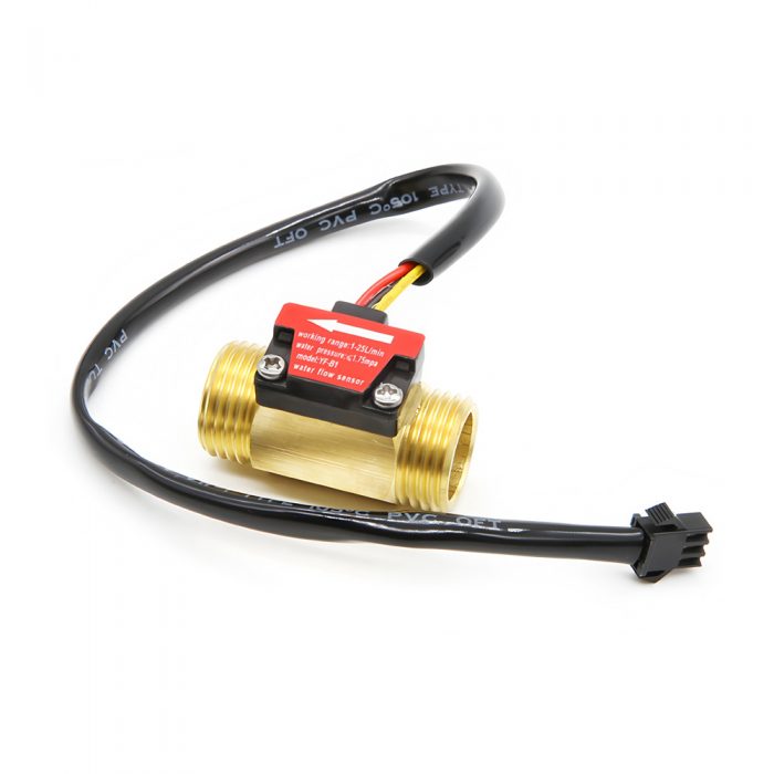 YF-B1 Brass Water Flow Sensor, G1/2, 3.5-24VDC, 1-25L/min, Inner/Outer Diameter: 15.5mm(Inlet), 13.5mm(Outlet)/20.5mm, 15cm Lead Cable