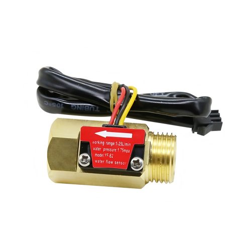 YF-B2 Brass Water Flow Sensor, G1/2, 3.5-24VDC, 1-25L/min, Inner/Outer Diameter: 14.5mm/20.7mm, Internal Thread:20.8mm, 15cm Lead Cable