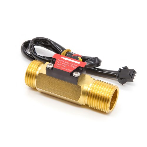 YF-B3 Brass Water Flow Sensor, G1/2, 3.5-24VDC, 1-25L/min, Inner/Outer Diameter: 15mm/20.7mm, 15cm Lead Cable