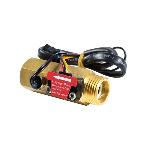 YF-B4 Brass Water Flow Sensor with Temperature Sensing, G1/2, 3.5-24VDC, 1-25L/min, Inner/Outer Diameter: 15.3mm/20.3mm, Internal Thread:19mm, 15cm Lead Cable
