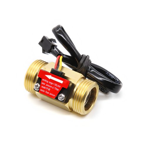 YF-B5 Brass Water Flow Sensor, G3/4, 3.5-24VDC, 1-30L/min, Inner/Outer Diameter: 18mm/26mm, 15cm Lead Cable