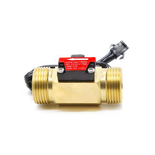 YF-B6 Brass Water Flow Sensor, G3/4, 3.5-24VDC, 1-30L/min, Inner/Outer Diameter: 18mm/25.5mm, 15cm Lead Cable